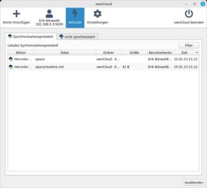 Abbildung 6: Im Linux-Client sehen Sie unter anderem die Synchronisationsprotokolle.