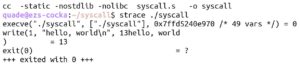 Abbildung 5: Die schlanke Assembler-Variante: "Hello, World" in drei System Calls.