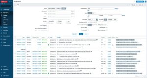 Abbildung 9: Die Problemansicht in Zabbix mit aktivierten Filtern.