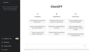 Abbildung 1: Das Eingangsfenster von ChatGPT f&auml;llt betont schlicht aus.