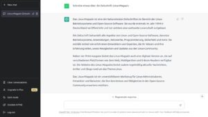 Abbildung 2: Das Linux-Magazin genie&szlig;t auch bei ChatGPT ein hohes Ansehen.