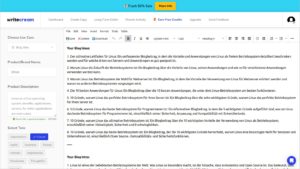 Abbildung 8: Writecream stellt einen komfortablen Editor zur Nachbearbeitung der Texte bereit.