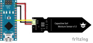 Abbildung 6: Mithilfe eines Arduino Mikrocontrollers misst ein Kapazitiver Sensor die Bodenfeuchtigkeit.