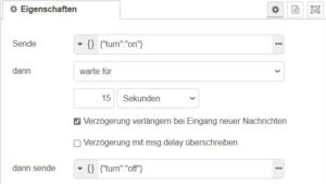 Abbildung 13: Die Eigenschaften des Trigger-Nodes legen die Bew�sserungszeit fest.