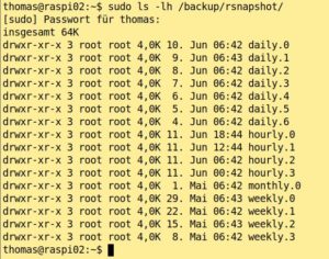 Abbildung 1: In meinem Fall legt Rsnapshot alle sechs Stunden zur Minute 42 ein Backup an.