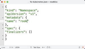 Abbildung 4: Mit JSON-Snippets wie diesem sollen Administratoren ihrem Kubernetes-Cluster zu Leibe rücken, wenn Ressourcen sich dort nicht rückstandslos mitsamt ihren Namespaces entfernen lassen.