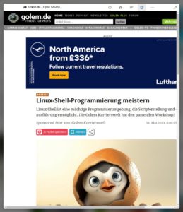 Abbildung 6: Der interne Browser von Fluent Reader ist nur eingeschränkt zu gebrauchen.