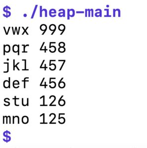 Abbildung 4: Ausgabe des Testprogramms für den Min-Heap.