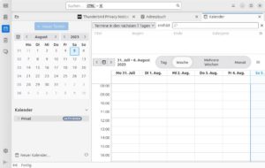 Abbildung 2: Der E-Mail-Client Thunderbird bietet in seiner erneuerten Oberfl&auml;che unter anderem auch einen Kalender samt Terminplaner an.
