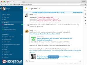 Abbildung 2: Rocket.Chat ist der umfassendste freie Slack-Ersatz und überzeugt durch ein sinnvolles Feature-Set und eine ordentliche Lizenzpolitik. Quelle: Rocket.Chat