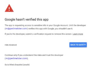 Abbildung 7: Google warnt vor der hoch suspekten, selbst geschriebenen App.