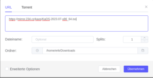 Abbildung 9: Das Anlegen eines neuen Download-Auftrags ist in Motrix etwas unkonventionell geregelt.