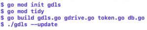 Abbildung 10: Diese drei Build-Kommandos erzeugen das Go-Binary.