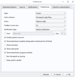Abbildung 14: Im Konfigurationsdialog des Persepolis Download Managers fehlt eine Option zur Lokalisierung.