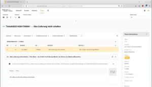 Abbildung 10: Die Ticketanzeige in Znuny stellt alle relevanten Informationen optisch deutlich voneinander getrennt dar.
