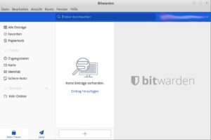 Abbildung 1: Bitwarden öffnet ein modernes, übersichtliches Fenster.