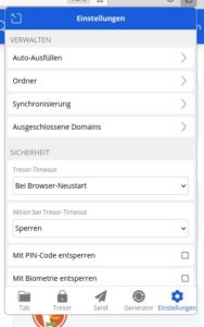 Abbildung 3: Der Konfigurationsdialog des Addons für Webbrowser von Bitwarden.