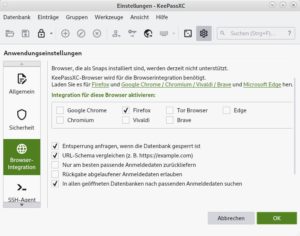 Abbildung 6: Auch KeepassXC lässt sich mit einer Browser-Extension nutzen.