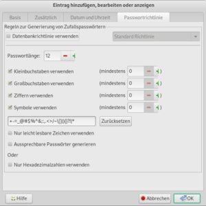Abbildung 11: Der Einstellungsdialog für Authentifizierungsdaten fällt ungewöhnlich umfangreich aus.