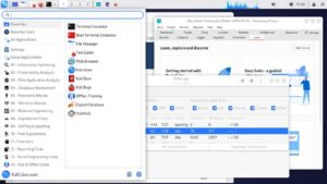 Abbildung 1: Kali Linux nutzt die schlanke Desktop-Umgebung XFCE, die viele Tools &uuml;bersichtlich im Startmen&uuml; sammelt.