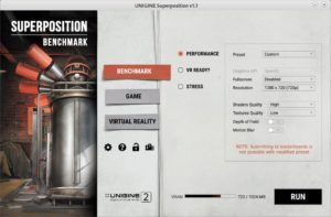 Abbildung 13: Der Konfigurationsdialog des Unigine-Benchmarks ist &uuml;bersichtlich gestaltet.