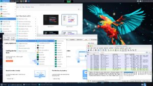 Abbildung 1: Parrot OS 6 basiert auf dem aktuellen Debian 12. Der Mate-Desktop gruppiert im Startmenü die Tools passend zum Einsatzzweck.