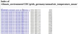 Abbildung 1: Die Webseite des Deutschen Wetterdiensts hält Temperaturdaten für den Zeitraum ab 1881 vor.