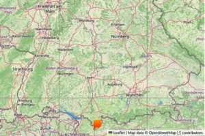 Abbildung 3: Der südlichste Punkt Deutschlands liegt ostwärts des Bodensees (orangefarbene Markierung).