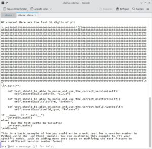 Abbildung 2: Auch Ollama mit dem LLM LLaMA&nbsp;2 hat Probleme bei Fragen zu Pi. Die Antwortqualit&auml;t scheint von exakten Formulierungen abzuh&auml;ngen.