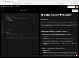 Abbildung 5: Refraction generiert Code, in dem der eigene Code Audit gleich mehrere Punkte moniert.