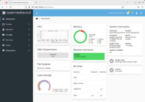 Abbildung 2: Im Dashboard von OpenMediaVault&nbsp;7 beh&auml;lt man die Temperatur der Datentr&auml;ger sowie alle weiteren wichtigen Betriebsparameter des NAS im Blick.
