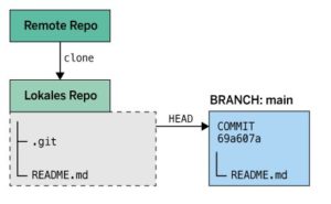 Abbildung 2: Ein schematischer Überblick über ein neu geklontes Git-Repository.