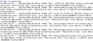 Abbildung 2: Der Webserver schreibt zu jedem Zugriff eine Zeile in die Log-Datei.