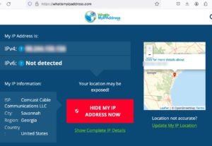 Abbildung 3: Zur eigenen IP-Adresse zeigt ein Service Geo-Informationen an.