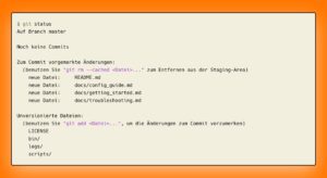 Abbildung 4: Ein Git-Repository mit einzelnen in die Staging Area hinzugefügten Dateien.