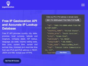 Abbildung 4: Die kostenlose Ipgeo-API auf Ipgeolocation.io.