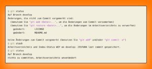 Abbildung 8: Ein Working Directory lässt sich mit »git stash« aufräumen.