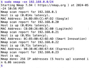 Abbildung 1: Nmap-Kommando zum Scannen des Subnets.