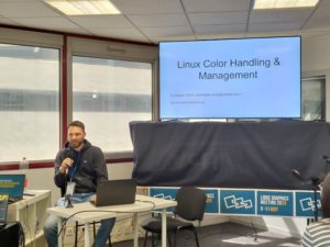 Abbildung 2: Sebastian Wicks Vortrag über das systemweite Farbmanagement unter Wayland zählte zu den Höhepunkten der Konferenz.
