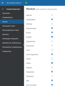 Abbildung 5: Nur zwei Berechtigungen aus der langen Liste von Open-Project-Projektrollen spielen f&uuml;r die Gitlab-Integration eine Rolle.