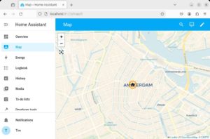 Abbildung 2: Home Assistant zeigt den Standort der verwalteten IoT-Ger&auml;te auf einer Karte an.