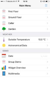 Abbildung 3: Die grafische Oberfläche von OpenHAB auf einem iOS-Gerät.
