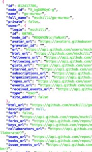 Abbildung 1: Der API-Call f&uuml;r die Repos eines Users liefert JSON.