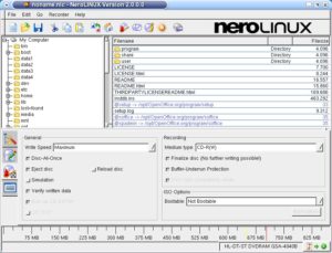 Abbildung 3: Die Linux-Version des Brennprogramms Nero war zwar extra auf Linux zugeschnitten, hatte aber weniger Funktionen als das Windows-Pendant.