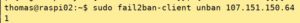 Abbildung 3: Zu Unrecht gesperrte IP-Adressen befreit der Fail2ban-client von ihrem Bann.
