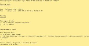 Abbildung 4: Via Fail2ban-regex lassen sich reguläre Ausdrücke an Logs testen.