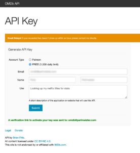 Abbildung 5: Einen kostenlosen API-Key holen Sie auf Omdb.com ab.