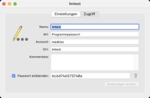Abbildung 5: Für MacOS-Nutzer enthält V02enc eine Integration in Keychain, was das Verwalten des Passworts erheblich sicherer und einfacher macht.