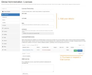 Abbildung 1: Den Migrationsassistenten von XWiki gibt es nur gegen Geld, das Github-Repository ist noch vergleichsweise leer. Der Anwender braucht einen Registrierungs-Key für den 10-Tage-Test und eine Reihe anderer XWiki-Erweiterungen.