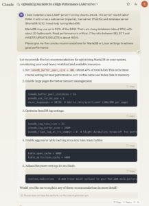 Abbildung 2: MariaDB-Tuning-Vorschl&auml;ge von Claude.